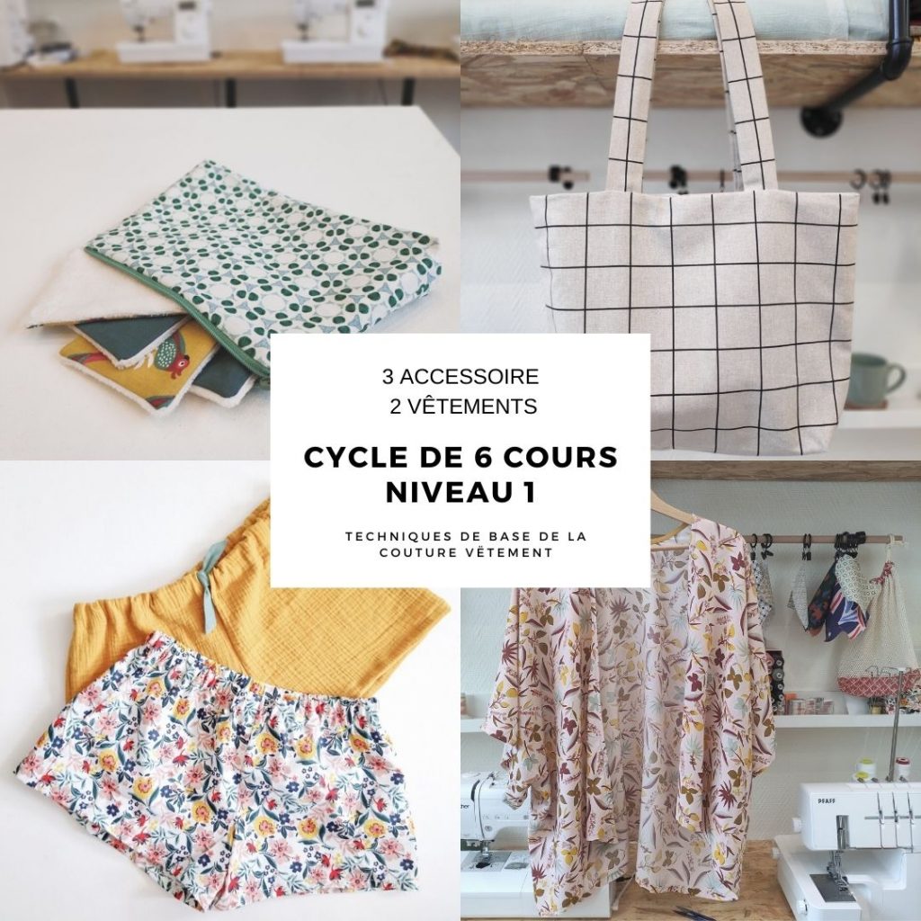 Cycle 6 cours – Couture Débutant Niveau 1 (hebdomadaire)- 265€